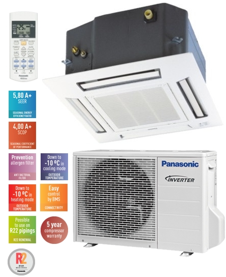 Ar Condicionado Panasonic Domestico Unidades Cassete 4 Vias Single Split Inverter  8 536 - 10 926 E9-pb4ea Arverde